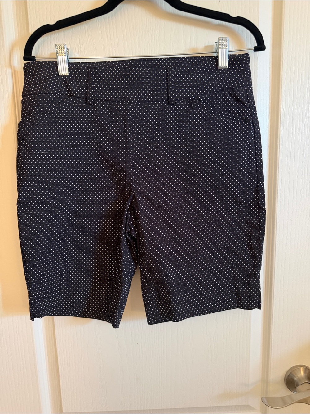 Hilary Radley Pull On Black Polka Dot Bermuda Shorts
